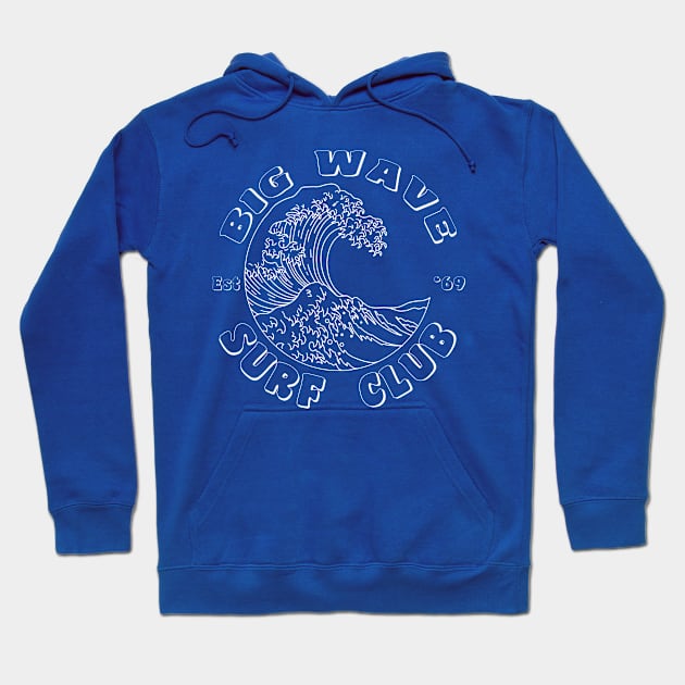 Big Wave Surf Club, classic surfing beach Hoodie by Surfer Dave Designs